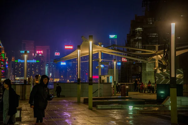 Oświetlenie Miasta Hongkongu Nocy Chiny — Zdjęcie stockowe