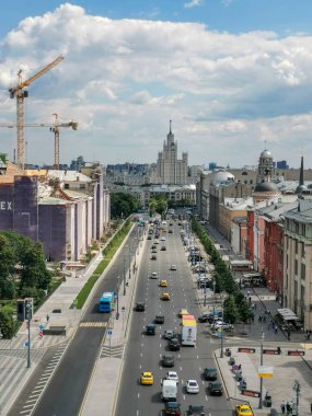 Moskova şehir mimarisini gezmek, seyahat kavramı 