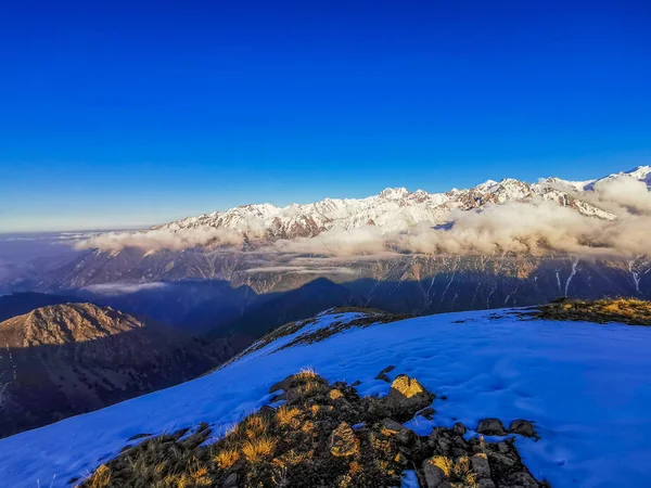 Vue Panoramique Sur Les Montagnes Alatau Lever Soleil Tian Shan — Photo