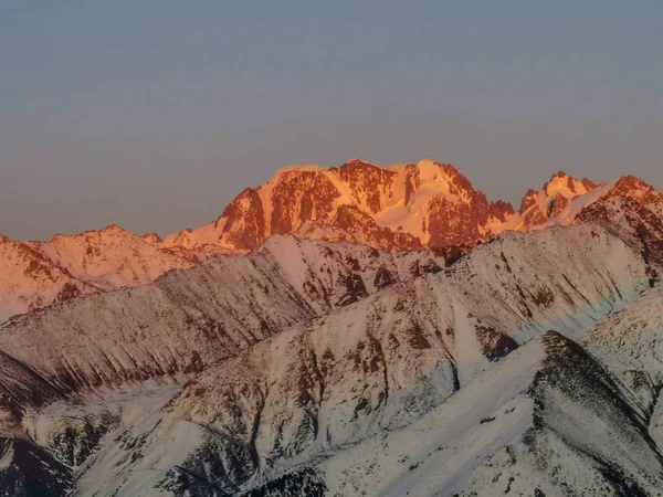 Vue Panoramique Sur Les Montagnes Alatau Lever Soleil Tian Shan — Photo