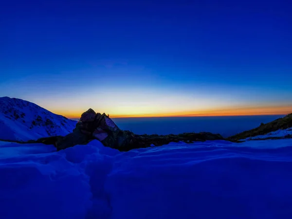 Güneş Doğarken Alatau Dağlarının Manzarası Tian Shan Kazakistan — Stok fotoğraf