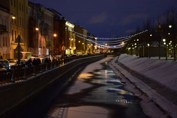 Vista Panoramica Della Città San Pietroburgo Notte Russia — Foto Stock