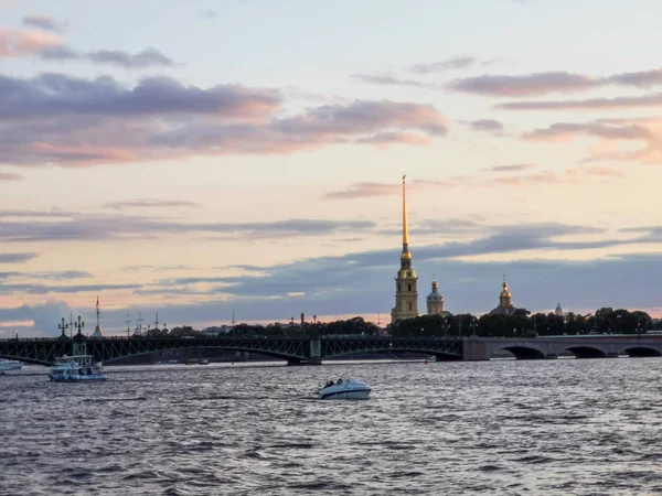 Malebný Pohled Petrohrad Pozadí Západu Slunce Rusko — Stock fotografie