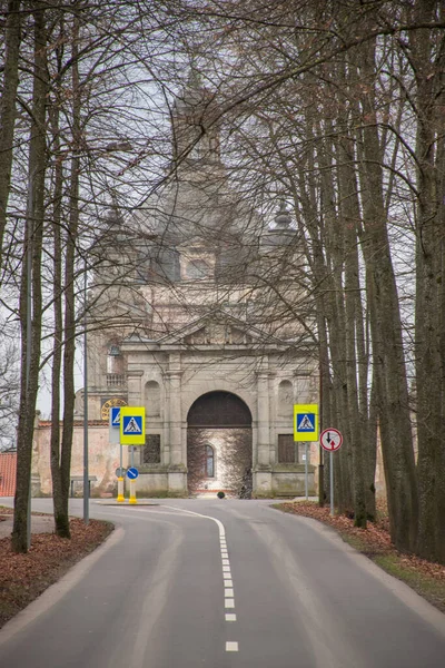 Vue Sur Église Monastère Pazaislis Jour Automne Nuageux Kaunas Lituanie — Photo
