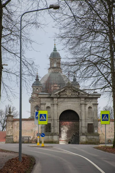 Vue Sur Église Monastère Pazaislis Jour Automne Nuageux Kaunas Lituanie — Photo