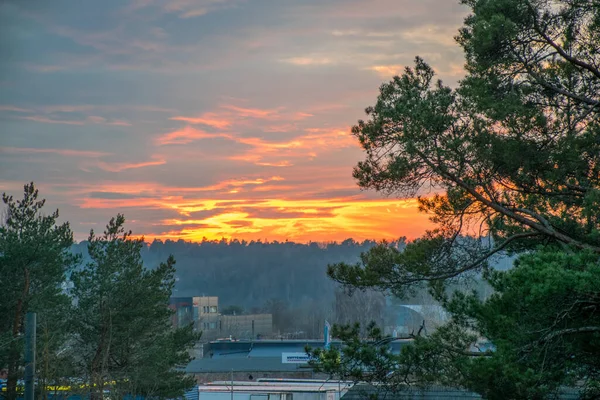 Scenic View Colorful Sunset City Lithuania — Stock Photo, Image