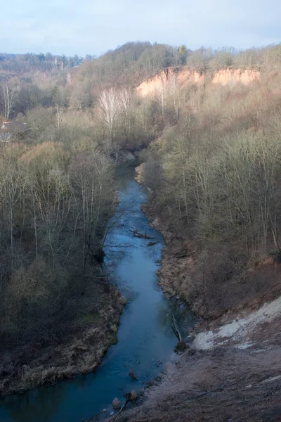 Vista Aérea Del Río Del Bosque Durante Día — Foto de Stock