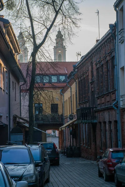 Fuß Durch Gemütliche Stadtstraßen Reisekonzept — Stockfoto