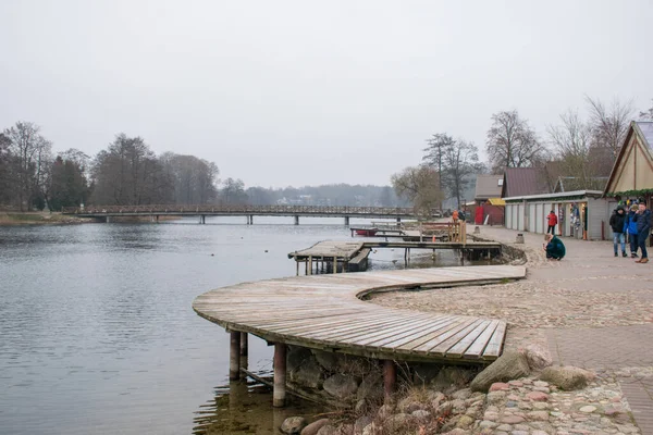 Trakai Litva Leden 2020 Jezero Galve Litvě Teplá Zima Pobaltských — Stock fotografie