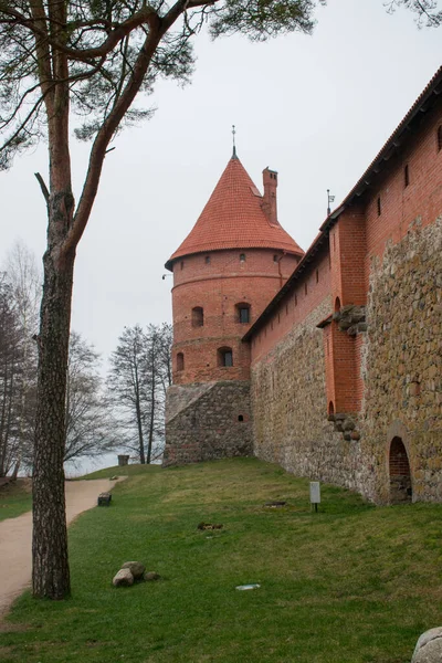 Vista Del Castillo Isla Trakai Durante Día Lituania Concepto Viaje — Foto de Stock