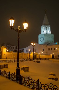 Kışın Kazan Kremlin manzarası, Kazan, Rusya