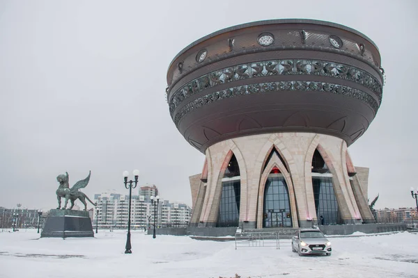 Vista Panorâmica Arquitetura Cidade Kazan Temporada Inverno Rússia — Fotografia de Stock