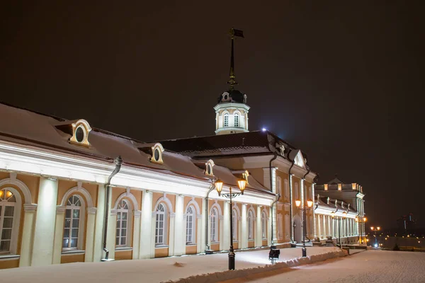 Vista Panorâmica Iluminação Arquitetura Cidade Kazan Temporada Inverno Rússia — Fotografia de Stock