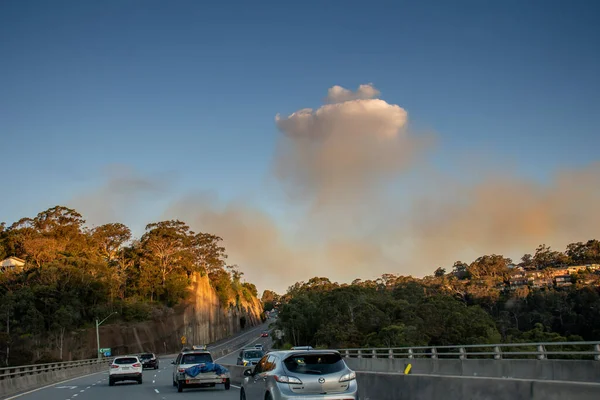 Sydney Australië 2020 Rook Van Royal National Park Bushfire Zichtbaar — Stockfoto