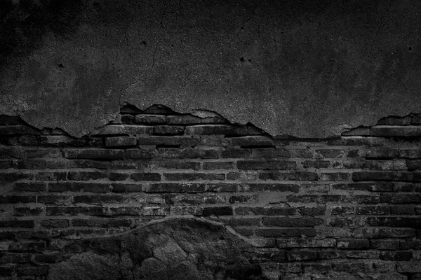 Black brick wall and concrete texture for background. — Stock Photo, Image