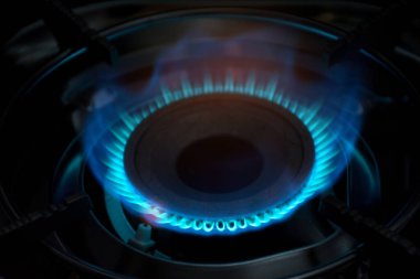 Mutfak sobası gaz alev. Seçici odaklama.