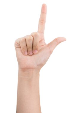 Beyaz arkaplanda kırpma yolu ile izole edilmiş çeşitli jestler ve kadın eli işareti.