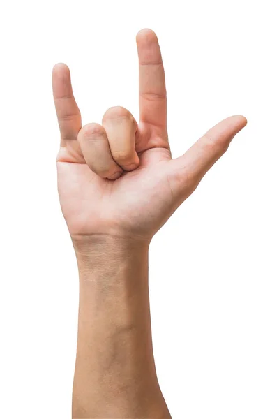 Vari gesti e segno della mano dell'uomo isolato su sfondo bianco con percorso di ritaglio . — Foto Stock