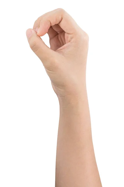 Verschiedene Gesten und Handzeichen der Frau isoliert auf weißem Hintergrund mit Clipping-Pfad. — Stockfoto