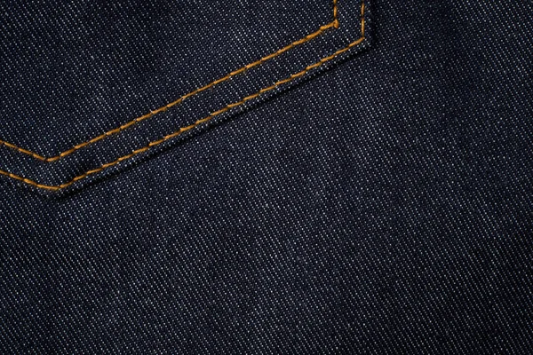 Azul Escuro Jeans Textura Fundo Com Bolso — Fotografia de Stock