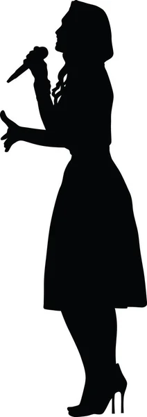 Singer Silhouette Vector Woman — Stock Vector