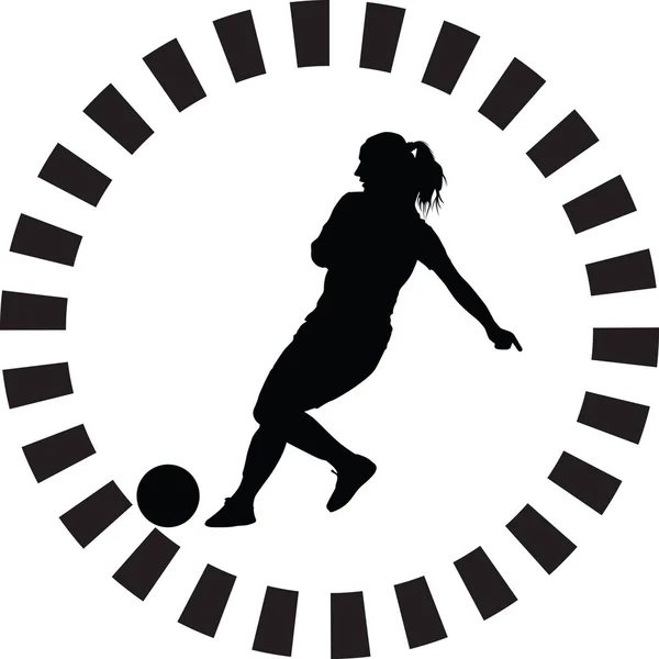 足球妇女剪影 女孩的球员矢量 — 图库矢量图片