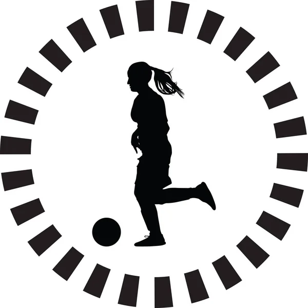 Soccer Women Silhouette Girl Player Vector — Stock Vector