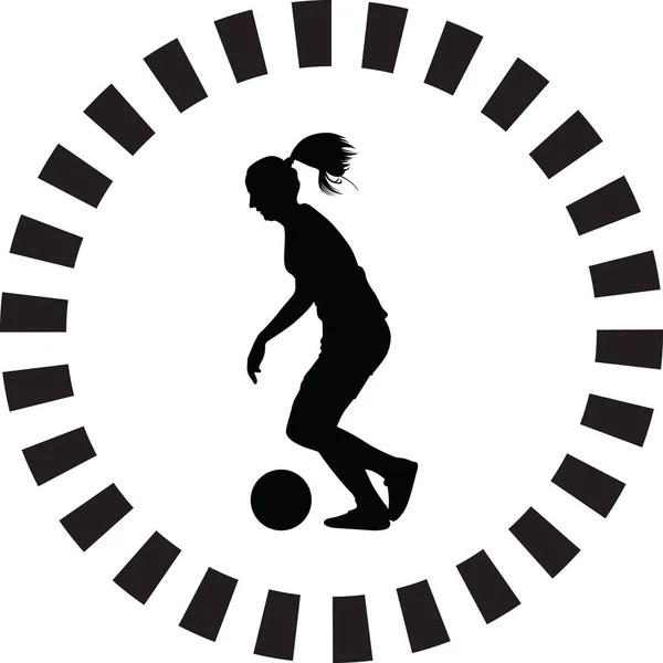 Piłka Nożna Kobiet Sylwetka Dziewczyna Gracz Wektor — Wektor stockowy