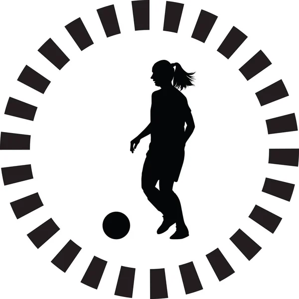 Silhouette Femmes Football Fille Joueur Vecteur — Image vectorielle