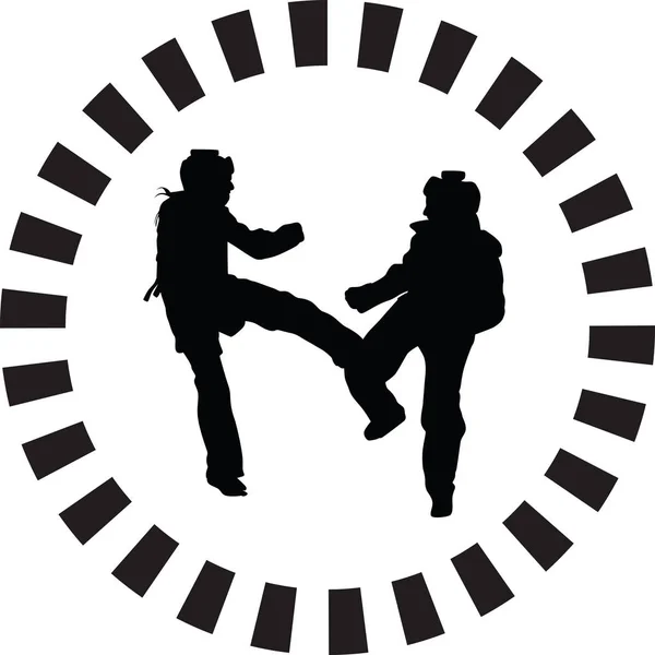 Vector Silueta Mujer Taekwondo — Vector de stock