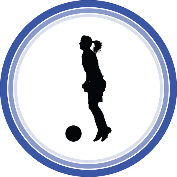 Soccer Women Silhouette Girl Player Vector — Stock Vector