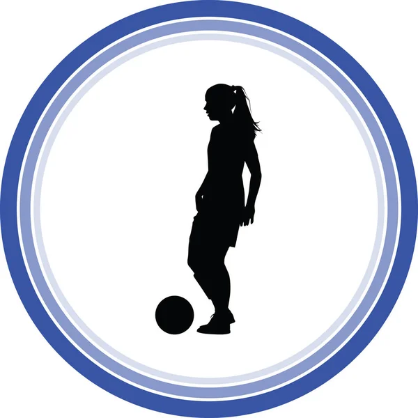 Silueta Ženy Fotbal Dívka Hráč Vektor — Stockový vektor