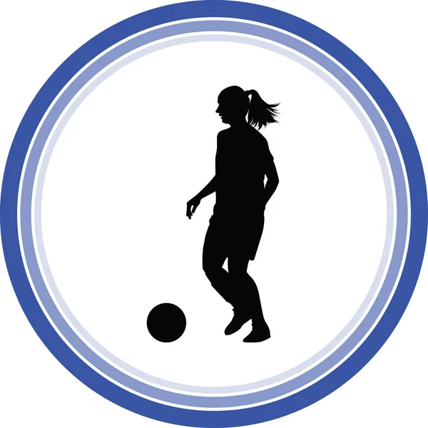 Futbol Kadınlar Siluet Kız Oyuncu Vektör — Stok Vektör