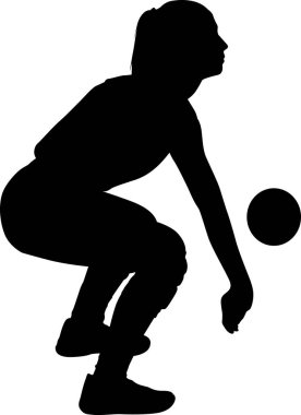 voleybolkız oyuncu. kadın grup oyun voleybol siluet v