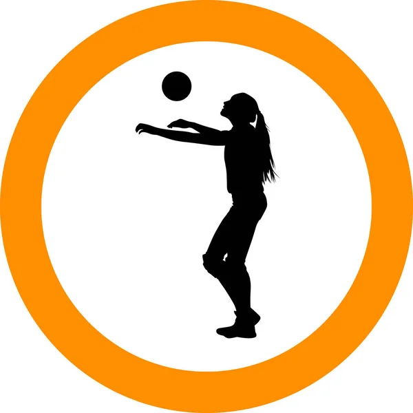 Joueuse de volley-ball. femmes groupe jouer volley silhouette v — Image vectorielle