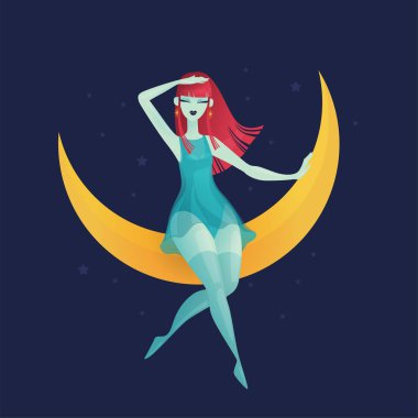 Amaç stok illüstrasyon elde parlak saçlı kız