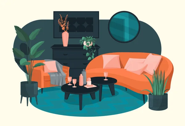 Fragmento Ilustración Vectorial Interior Estilo Escandinavo Sillón Con Una Tela — Archivo Imágenes Vectoriales