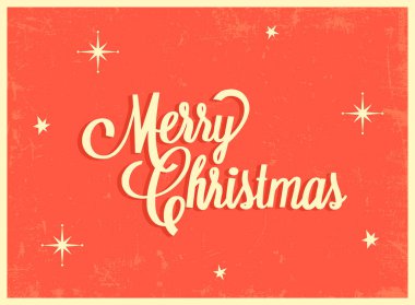 Noel ve yeni yıl için eski tarz harflerle eski kart. Düz vektör illüstrasyonu.