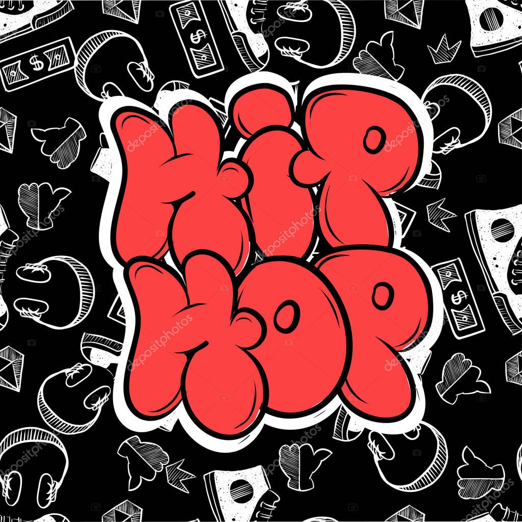 Hip hop street style. Free wildstyle for wall city urban. Modern vector style illustration art print.