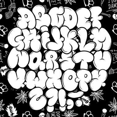 Hip-hop sokak stili. Ücretsiz wildstyle duvar şehir şehir için. Modern vektör stil illüstrasyon sanat baskı.