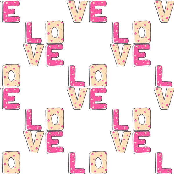 パステル ピンクとブルーで 手で描かれた文字 カードやバレンタインデーのバナーのデザイン書道碑文 — ストックベクタ