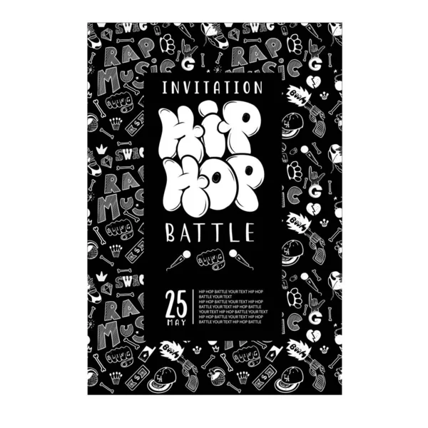 Hip Hop Μουσική Έτοιμα Έννοια Πρόσκληση Αφίσα Φέιγ Βολάν Φέιγ — Διανυσματικό Αρχείο