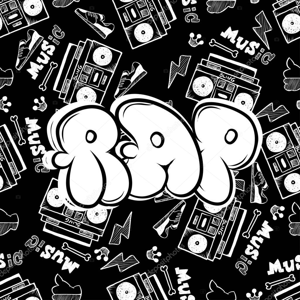 Rap Hip hop street style. Free wildstyle for wall city urban. Modern vector style illustration art print.