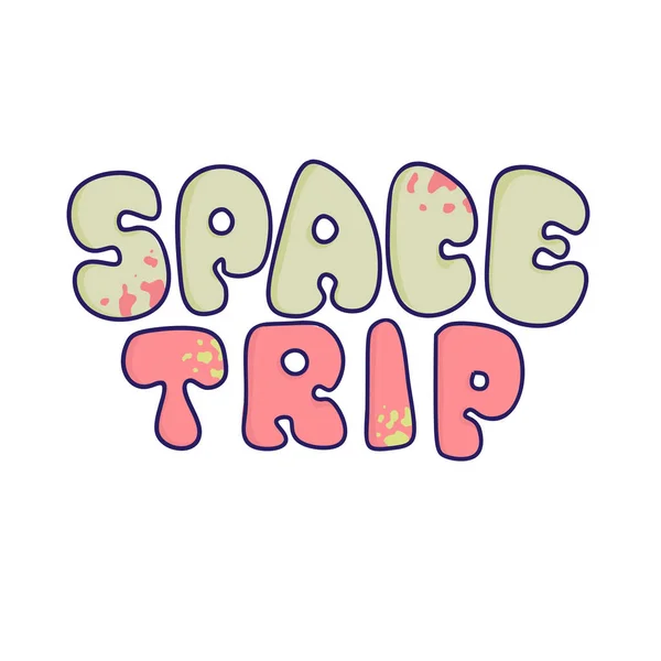 Kawaii lettres de dessins animés, le voyage de l'espace inscription — Image vectorielle