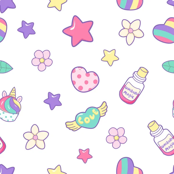magic elements of a unicorn, seamless pattern
