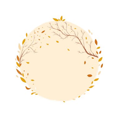 Sonbahar yuvarlak çerçeve. Dekor için şablon. Düşen yapraklar.