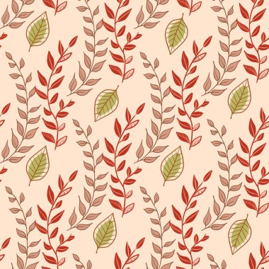 Küçük parlak yeşil kanatları çim ile sorunsuz çiçek desenli. Beyaz arka plan üzerinde çiçek doku. Karikatür tarzı dal ile oval broşürler. Kumaş ya da kağıt üzerinde baskı için. Vektör çizim.