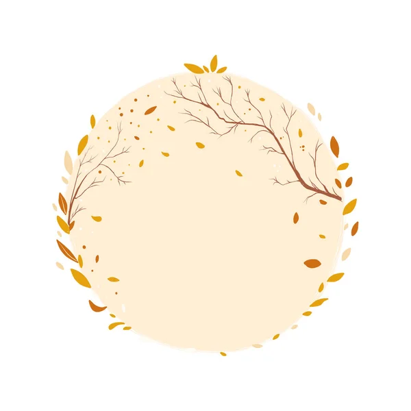 Marco redondo de otoño. Plantilla para la decoración. Hojas caídas . — Vector de stock