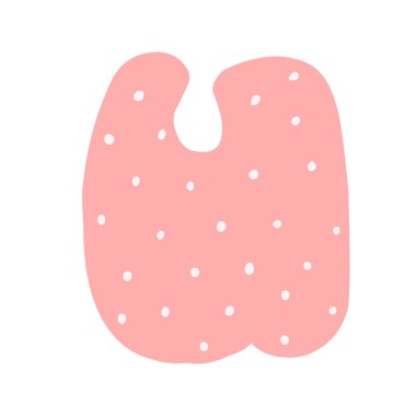 U Süslenmiş mektup. düz tarzı. Karikatür çocuk mektup u