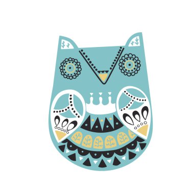 Doodle stili süslemeli el çizimi baykuş çizimi